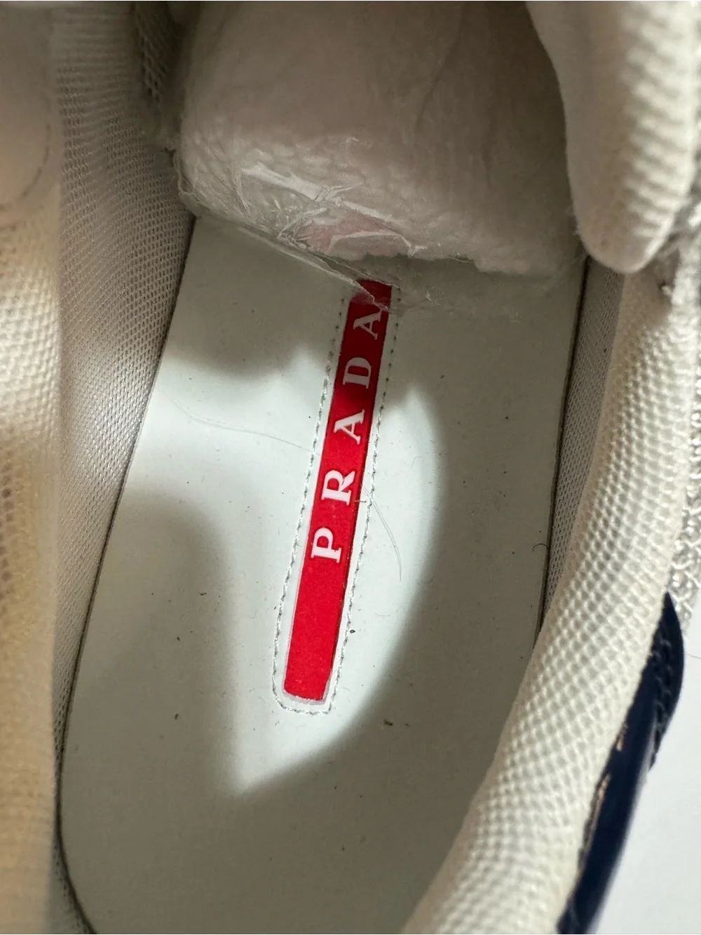 Prada America’s Cup Style Patent Mesh Sneakers Navy White Men’s Size 10.5 EU 44 - Picture 10 of 10